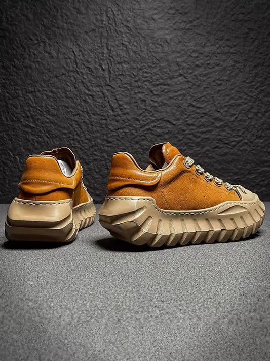 2025 Retro Luxury leather men's shoes Design Original brand Platform lace-up casual shoes Man Fashion comfort sneaker